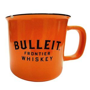 BULLEIT FRONTIER WHISKEY BOURBON CERAMIC ORANGE MUG CUP